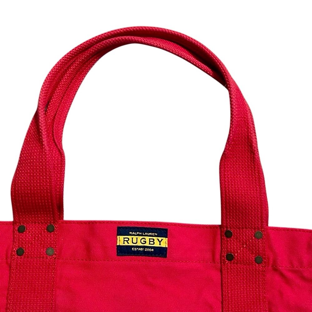 Ralph Lauren Rugby Tote Red Large Canvas Bag Beach Embroidered 90s Y2K Rare - Picture 12 of 12